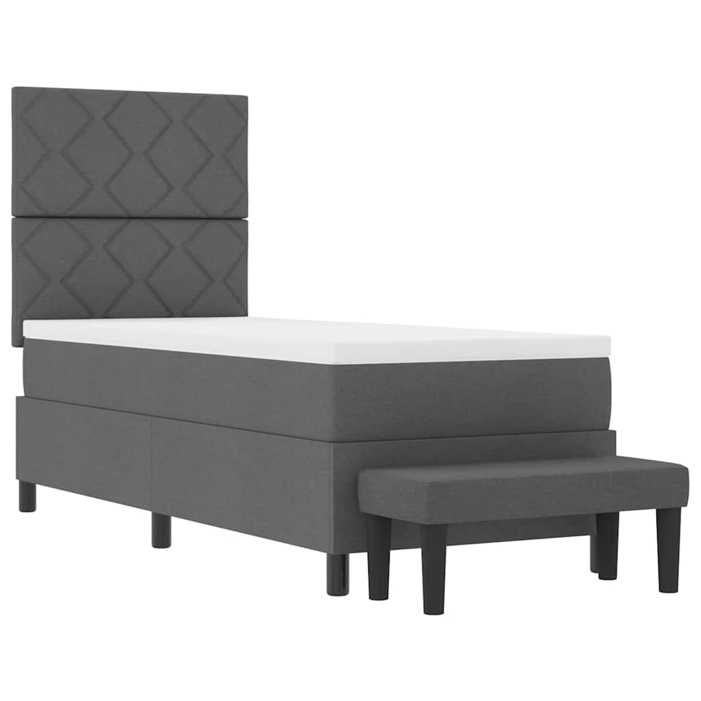 Boxspringbett mit Kopfteil Dunkelgrau 80 x 200 cm Stoff