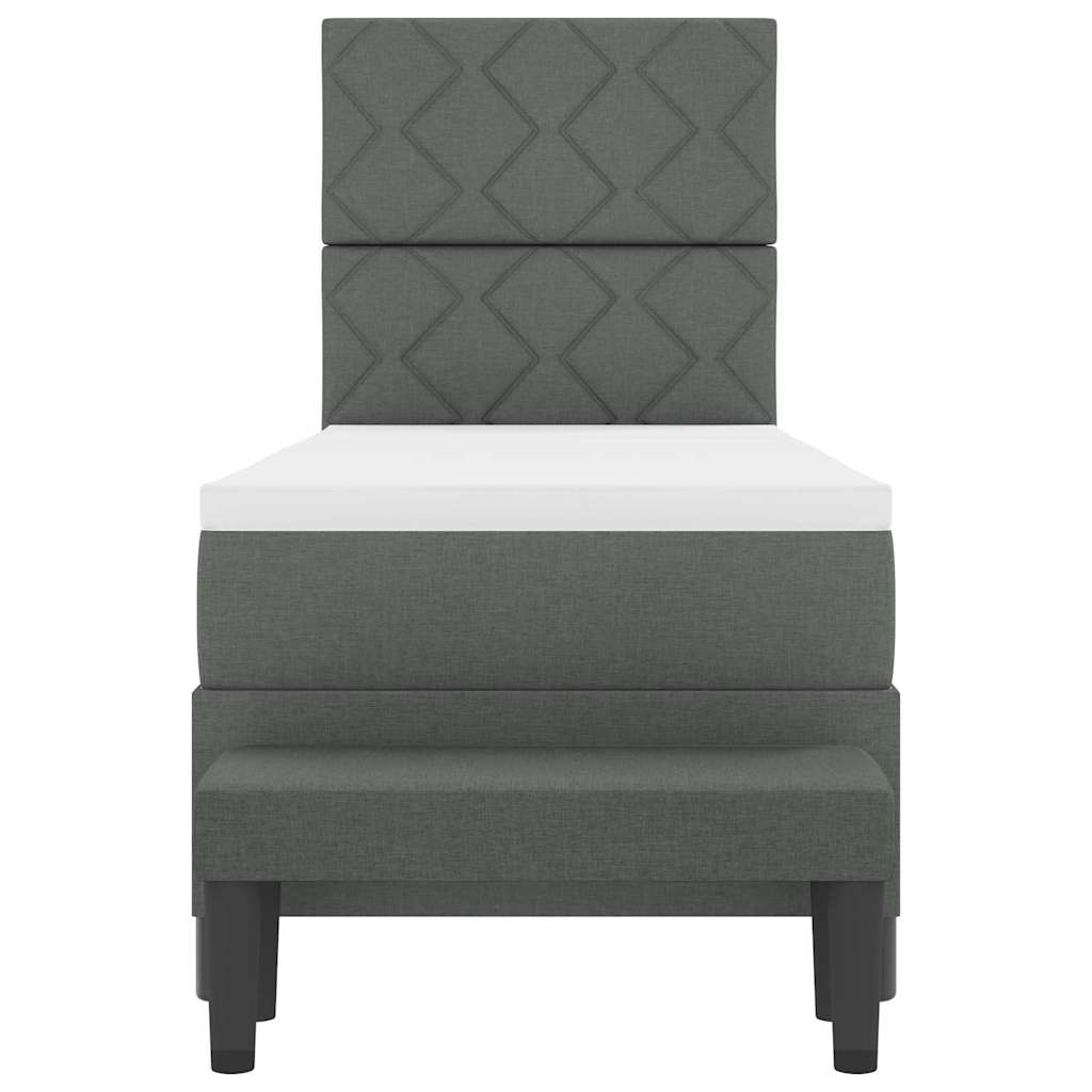 Boxspringbett mit Kopfteil Dunkelgrau 80 x 200 cm Stoff
