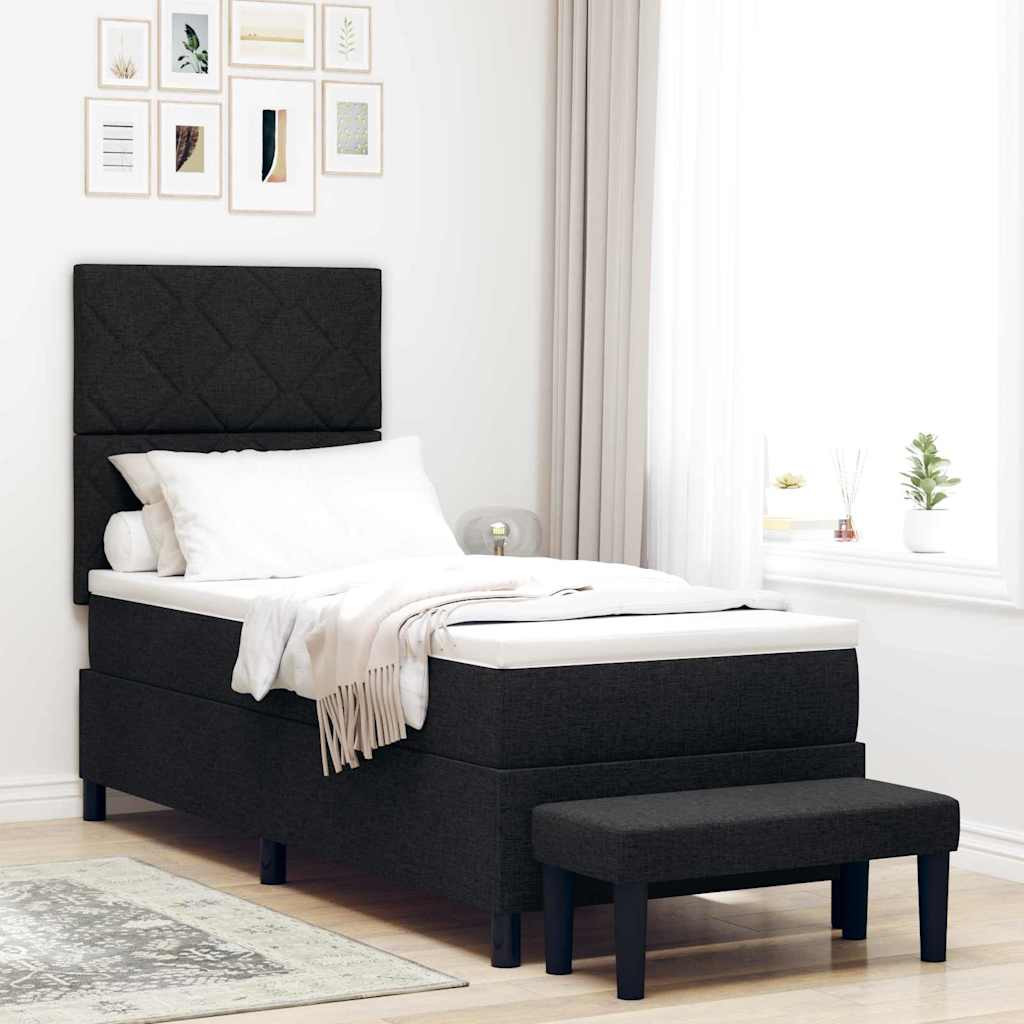 Boxspringbett mit Kopfteil Schwarz 80 x 200 cm Stoff