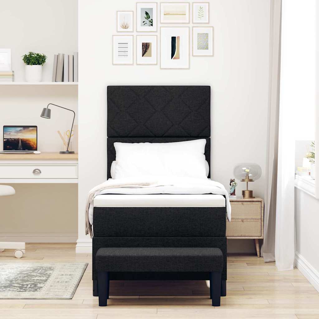 Boxspringbett mit Kopfteil Schwarz 80 x 200 cm Stoff