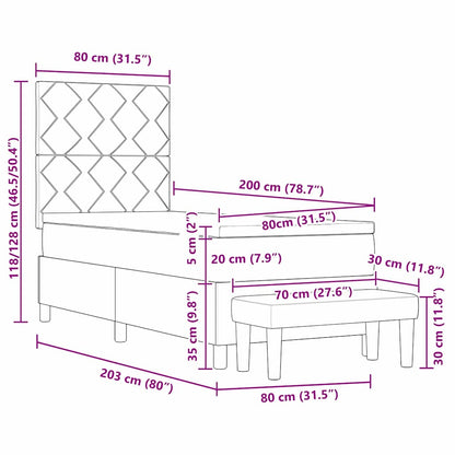 Boxspringbett mit Kopfteil Schwarz 80 x 200 cm Stoff