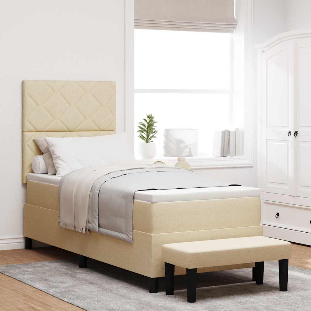 Boxspringbett mit Kopfteil Creme 80 x 200 cm Stoff