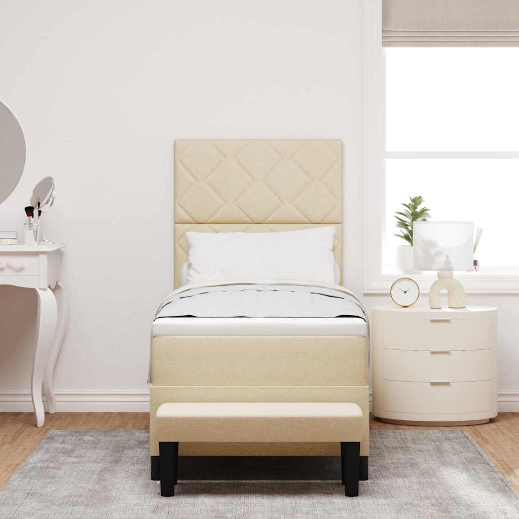 Boxspringbett mit Kopfteil Creme 80 x 200 cm Stoff
