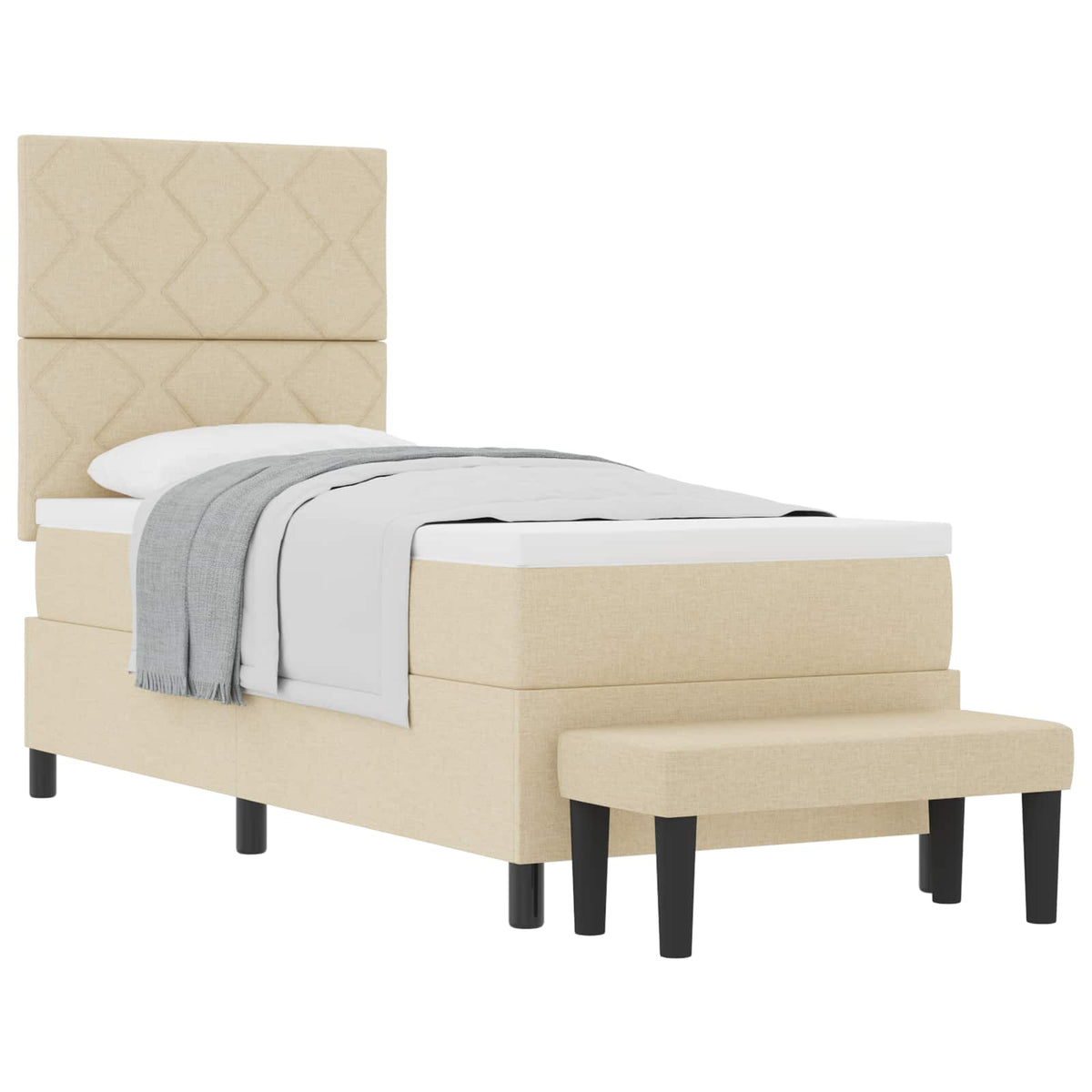 Boxspringbett mit Kopfteil Creme 80 x 200 cm Stoff