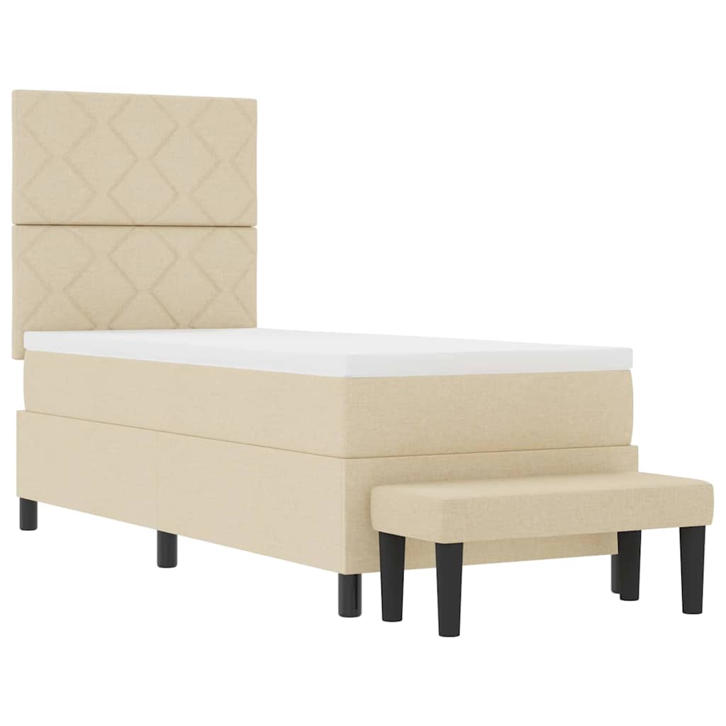 Boxspringbett mit Kopfteil Creme 80 x 200 cm Stoff