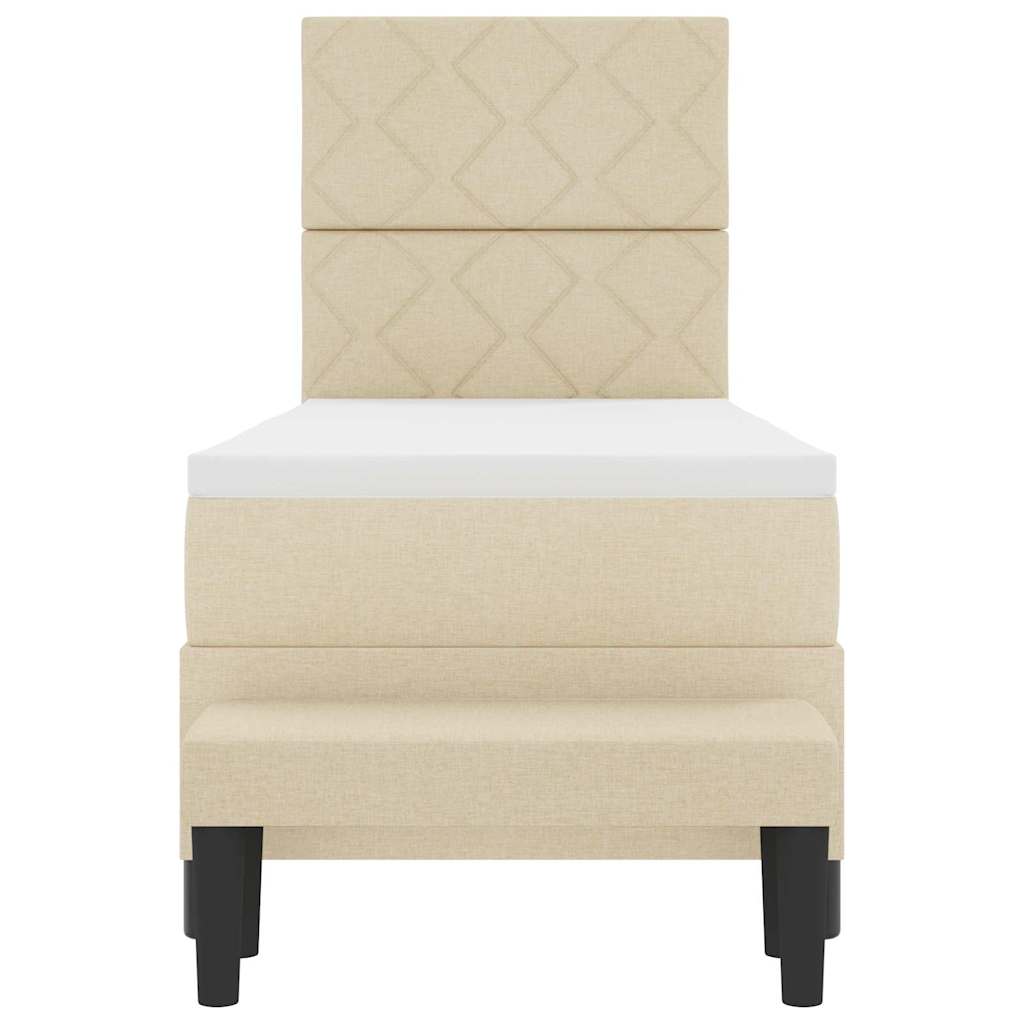 Boxspringbett mit Kopfteil Creme 80 x 200 cm Stoff