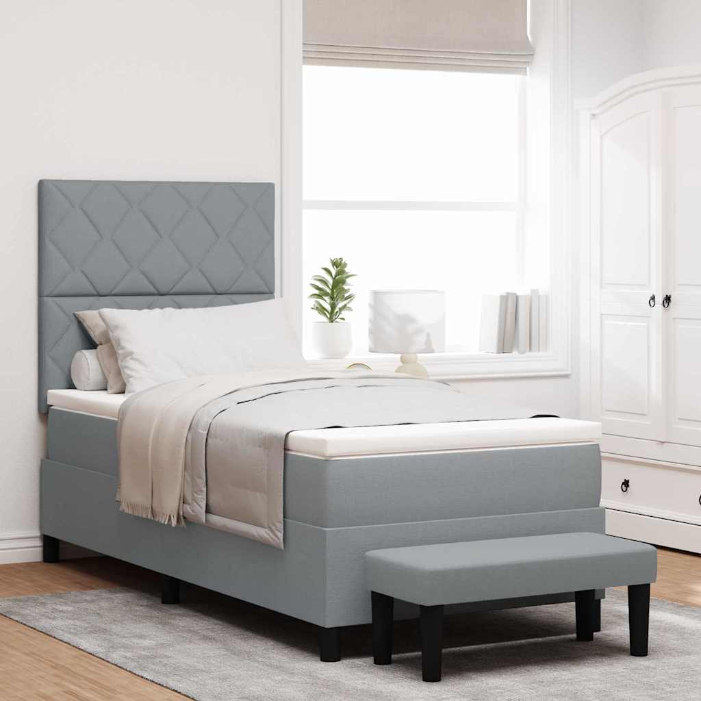 Boxspringbett mit Kopfteil Hellgrau 90 x 190 cm Stoff