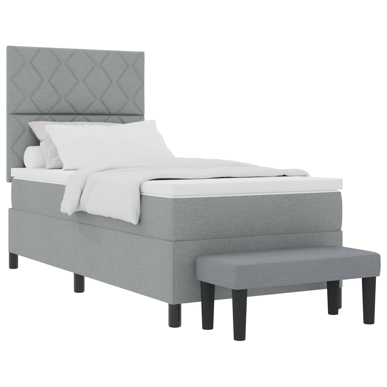 Boxspringbett mit Kopfteil Hellgrau 90 x 190 cm Stoff
