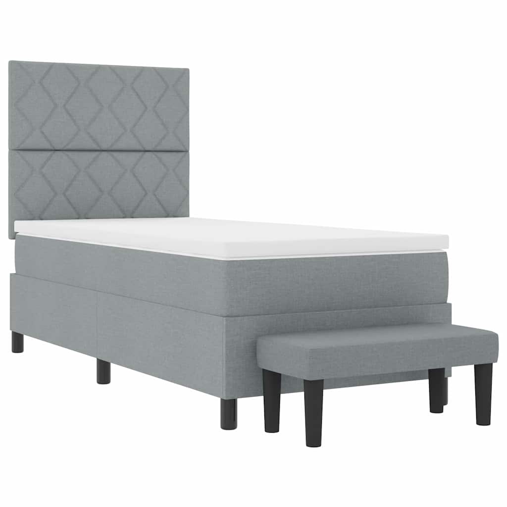 Boxspringbett mit Kopfteil Hellgrau 90 x 190 cm Stoff