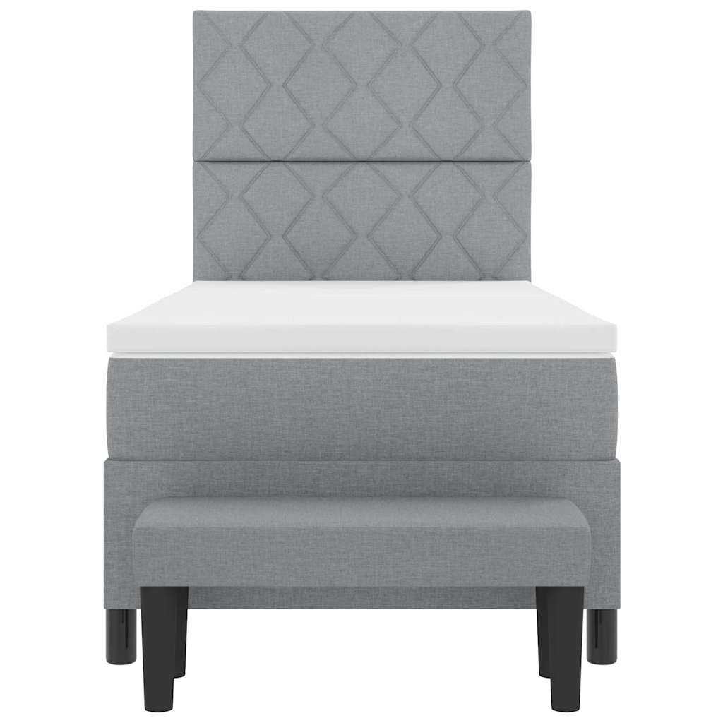 Boxspringbett mit Kopfteil Hellgrau 90 x 190 cm Stoff