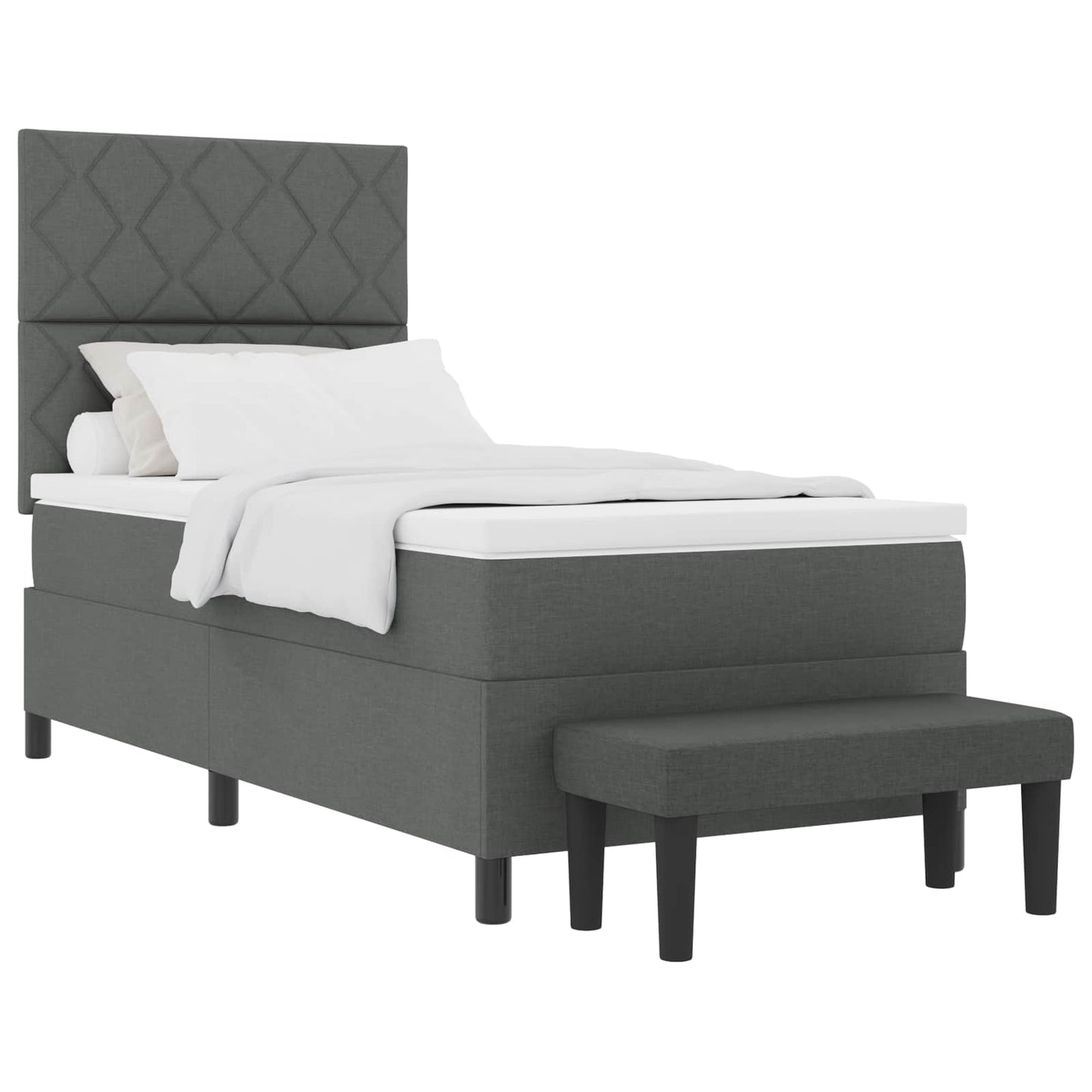 Boxspringbett mit Kopfteil Dunkelgrau 90 x 190 cm Stoff