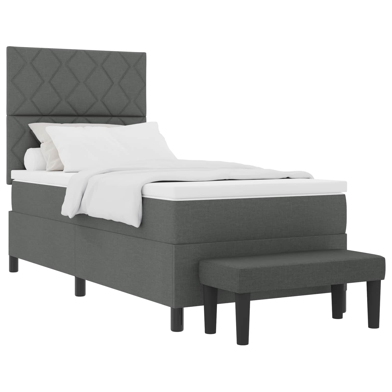 Boxspringbett mit Kopfteil Dunkelgrau 90 x 190 cm Stoff