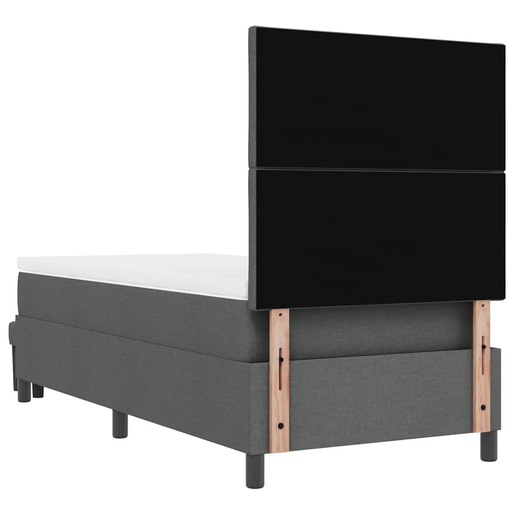 Boxspringbett mit Kopfteil Dunkelgrau 90 x 190 cm Stoff