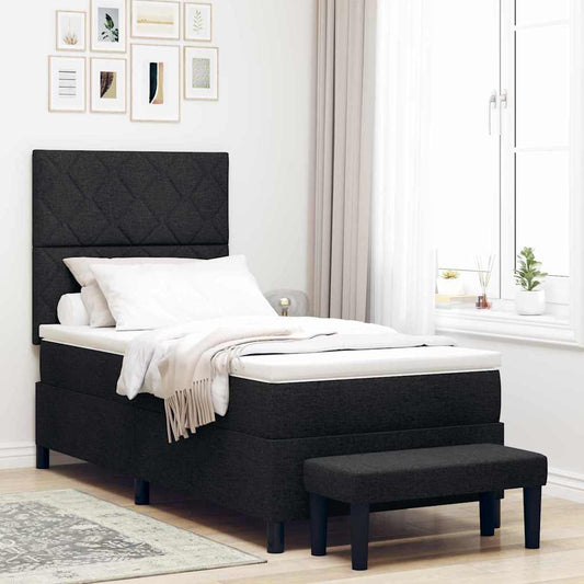 Boxspringbett mit Matratze Schwarz 90 x 190 cm Stoff