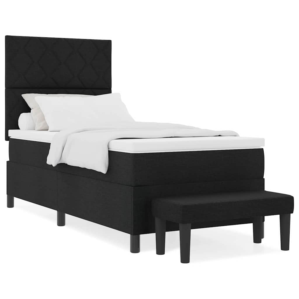 Boxspringbett mit Matratze Schwarz 90 x 190 cm Stoff