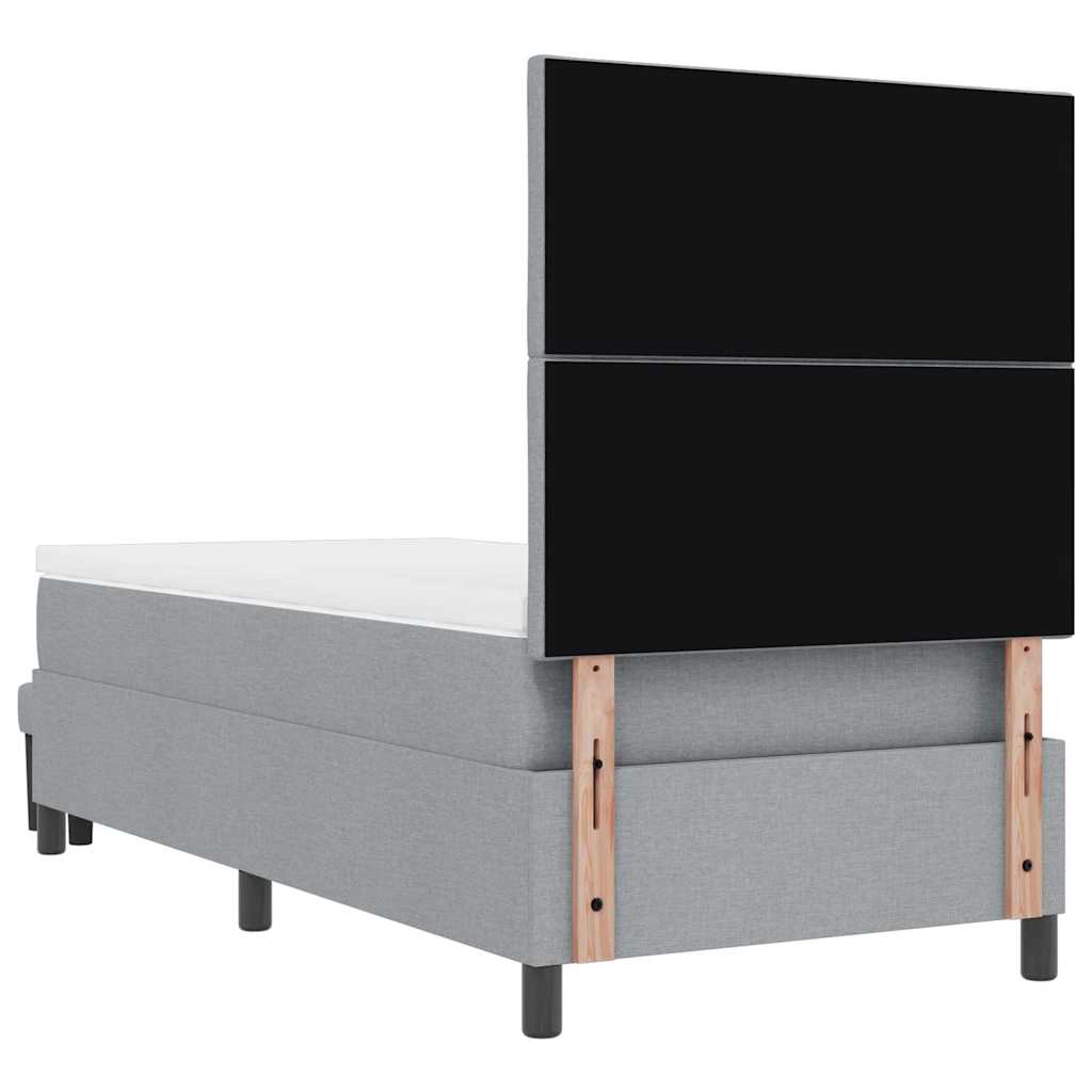 Boxspringbett mit Kopfteil Hellgrau 90 x 200 cm Stoff