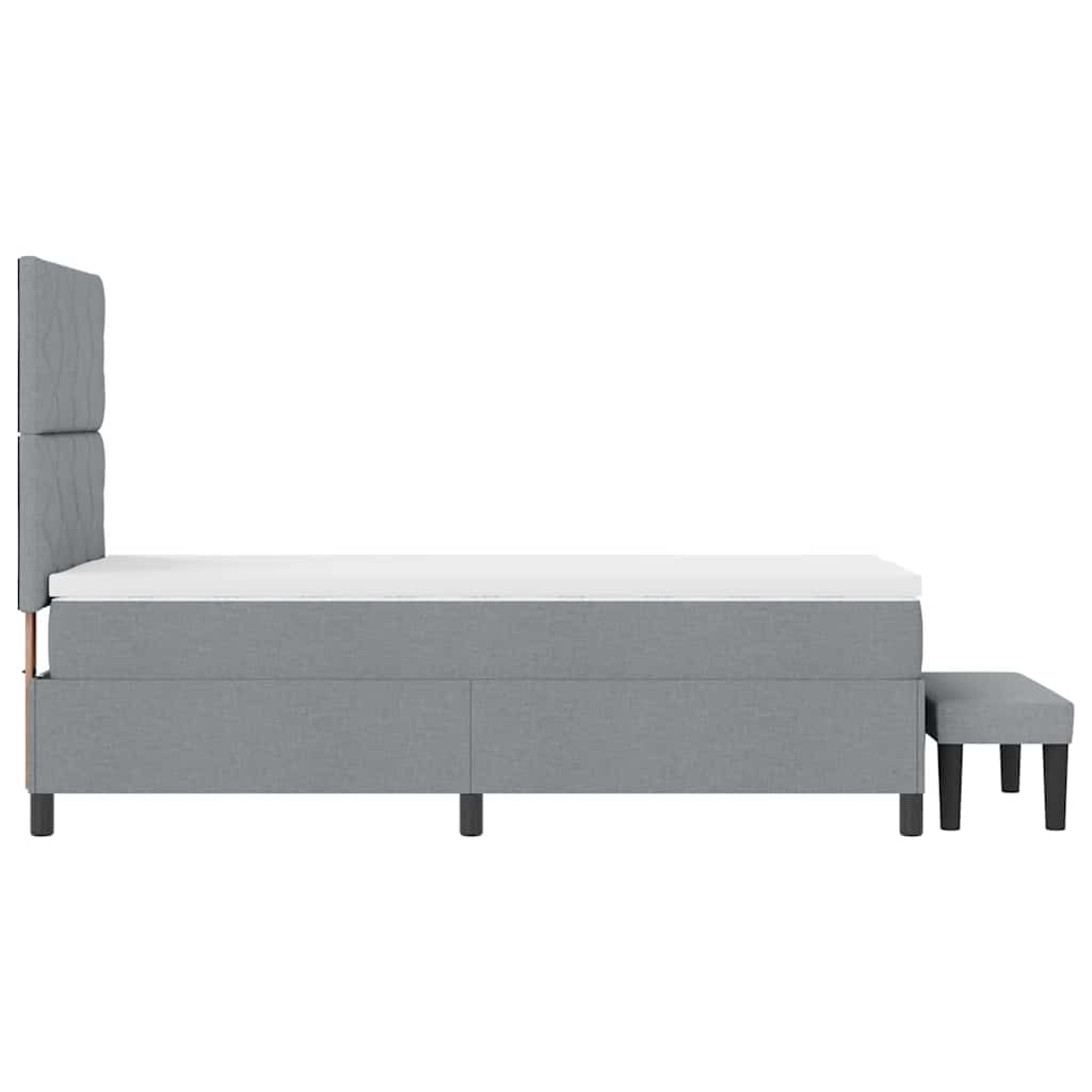 Boxspringbett mit Kopfteil Hellgrau 90 x 200 cm Stoff