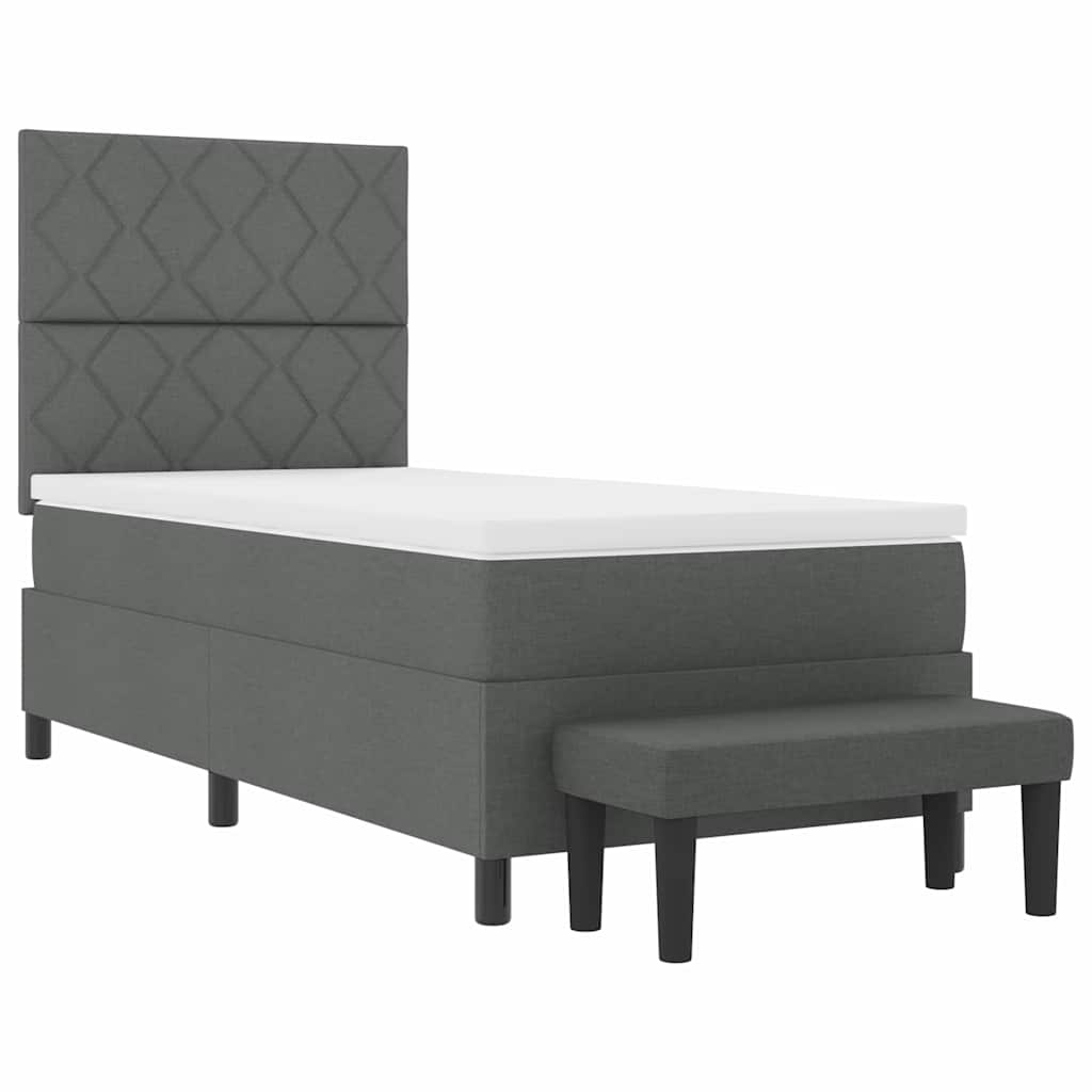Boxspringbett mit Kopfteil Dunkelgrau 90 x 200 cm Stoff