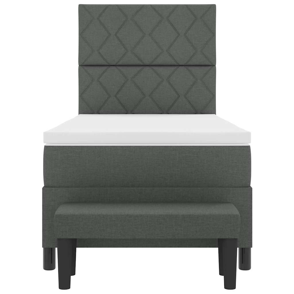 Boxspringbett mit Kopfteil Dunkelgrau 90 x 200 cm Stoff