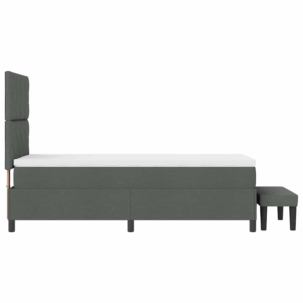 Boxspringbett mit Kopfteil Dunkelgrau 90 x 200 cm Stoff