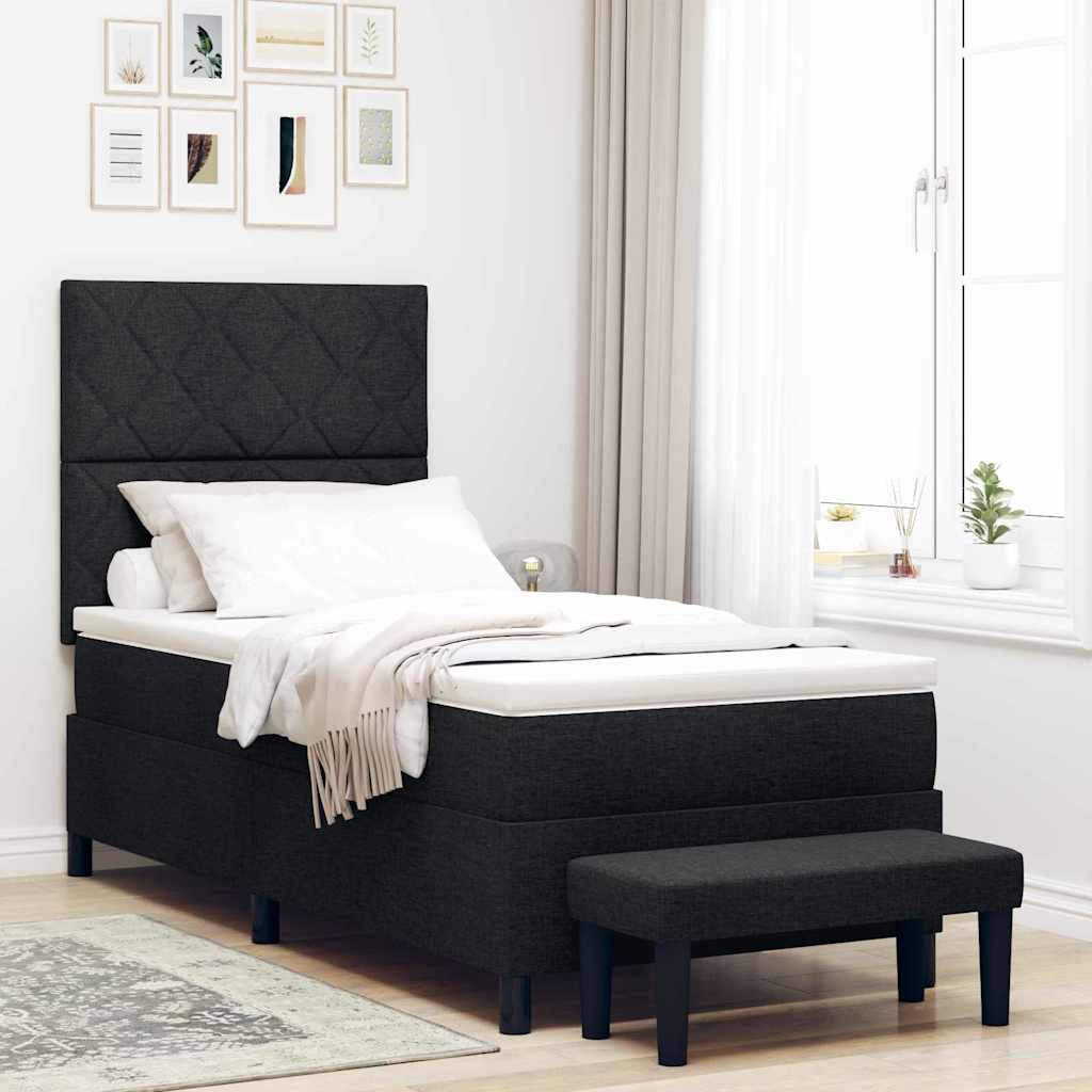 Boxspringbett mit Kopfteil Schwarz 100 x 200 cm Stoff