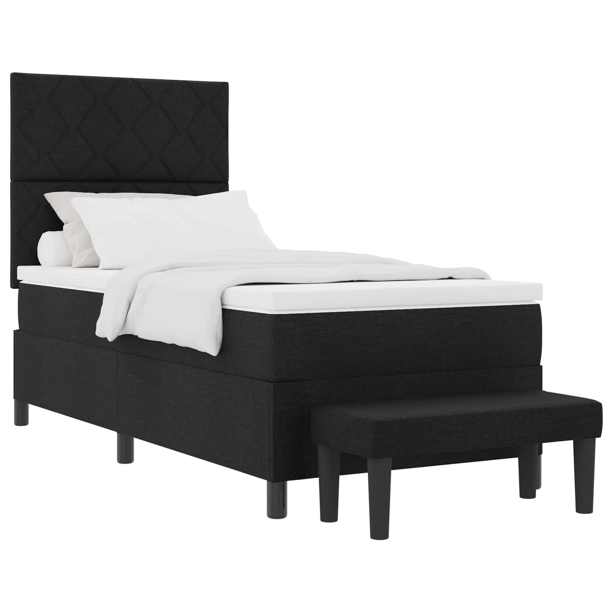 Boxspringbett mit Kopfteil Schwarz 100 x 200 cm Stoff