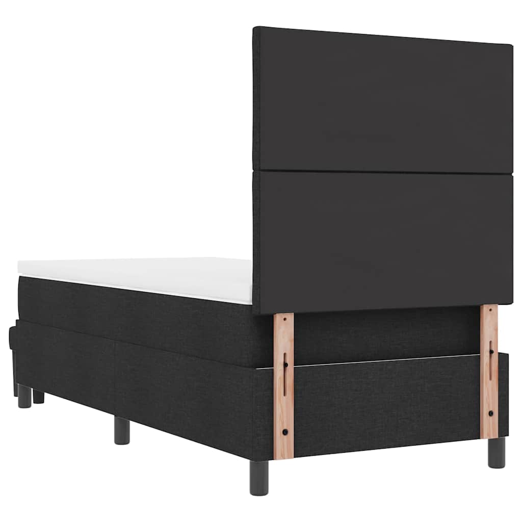 Boxspringbett mit Kopfteil Schwarz 100 x 200 cm Stoff