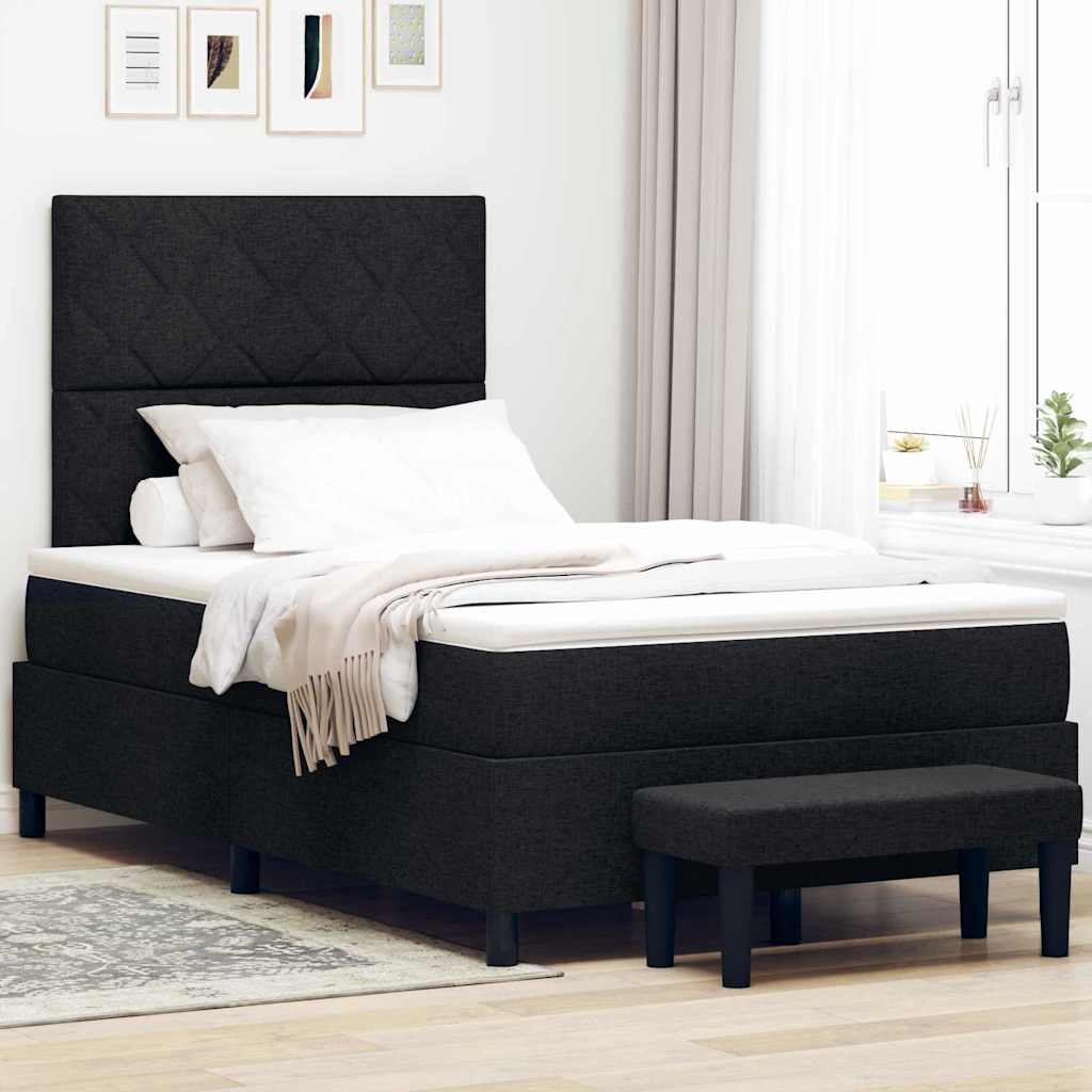 Boxspringbett mit Kopfteil Schwarz 120 x 190 cm Stoff