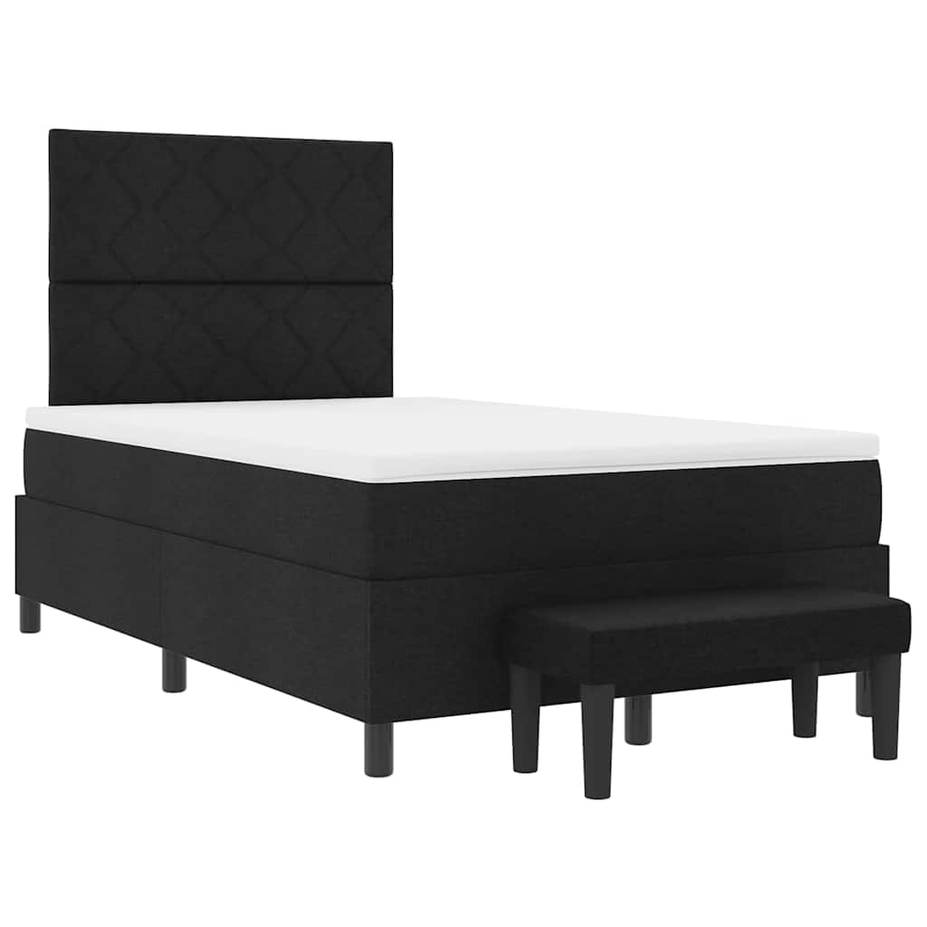 Boxspringbett mit Kopfteil Schwarz 120 x 190 cm Stoff