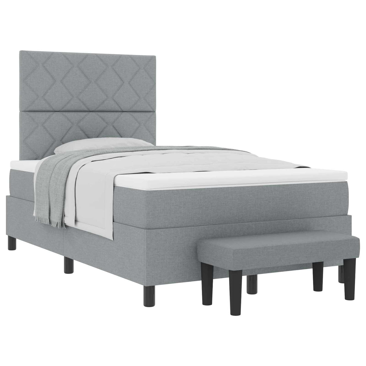 Boxspringbett mit Kopfteil Hellgrau 120 x 200 cm Stoff