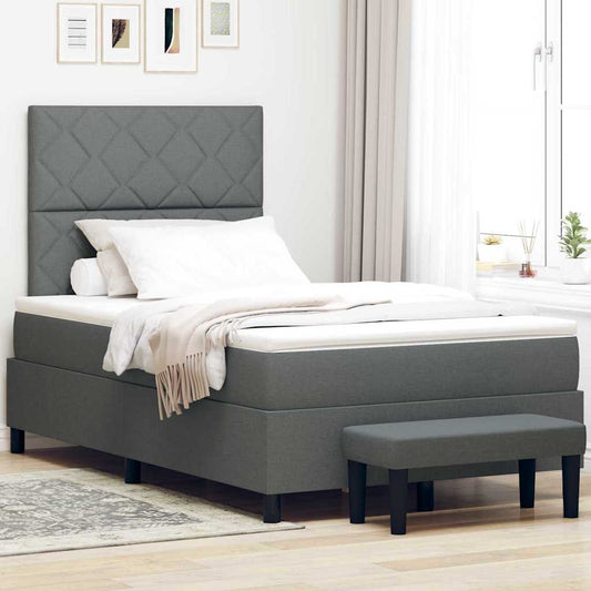 Boxspringbett mit Matratze Dunkelgrau 120 x 200 cm Stoff