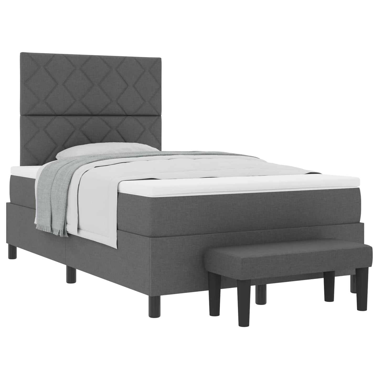 Boxspringbett mit Kopfteil Dunkelgrau 120 x 200 cm Stoff