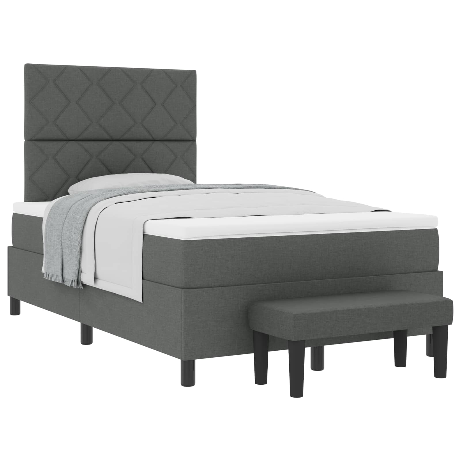 Boxspringbett mit Kopfteil Dunkelgrau 120 x 200 cm Stoff
