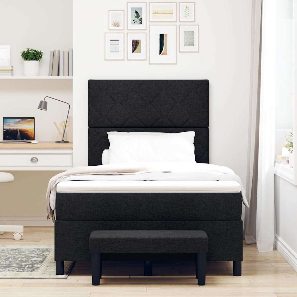 Boxspringbett mit Kopfteil Schwarz 120 x 200 cm Stoff