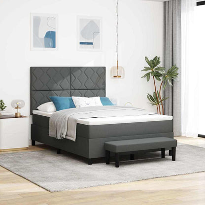Boxspringbett mit Kopfteil Dunkelgrau 140 x 190 cm Stoff