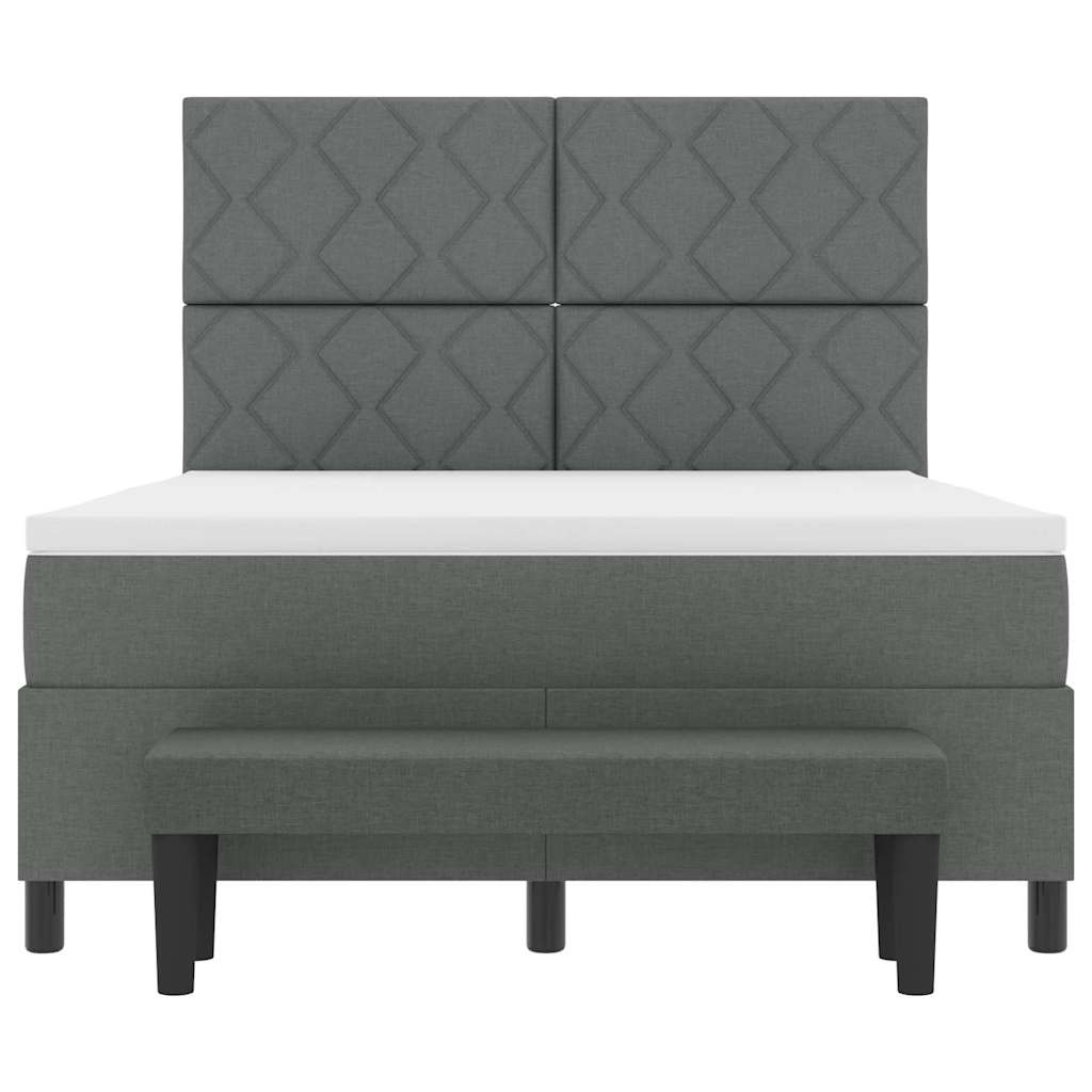 Boxspringbett mit Kopfteil Dunkelgrau 140 x 190 cm Stoff