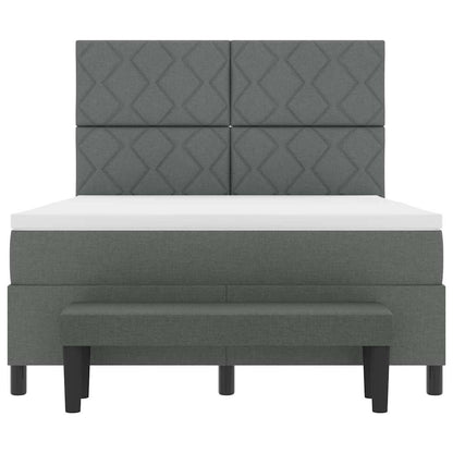 Boxspringbett mit Kopfteil Dunkelgrau 140 x 190 cm Stoff