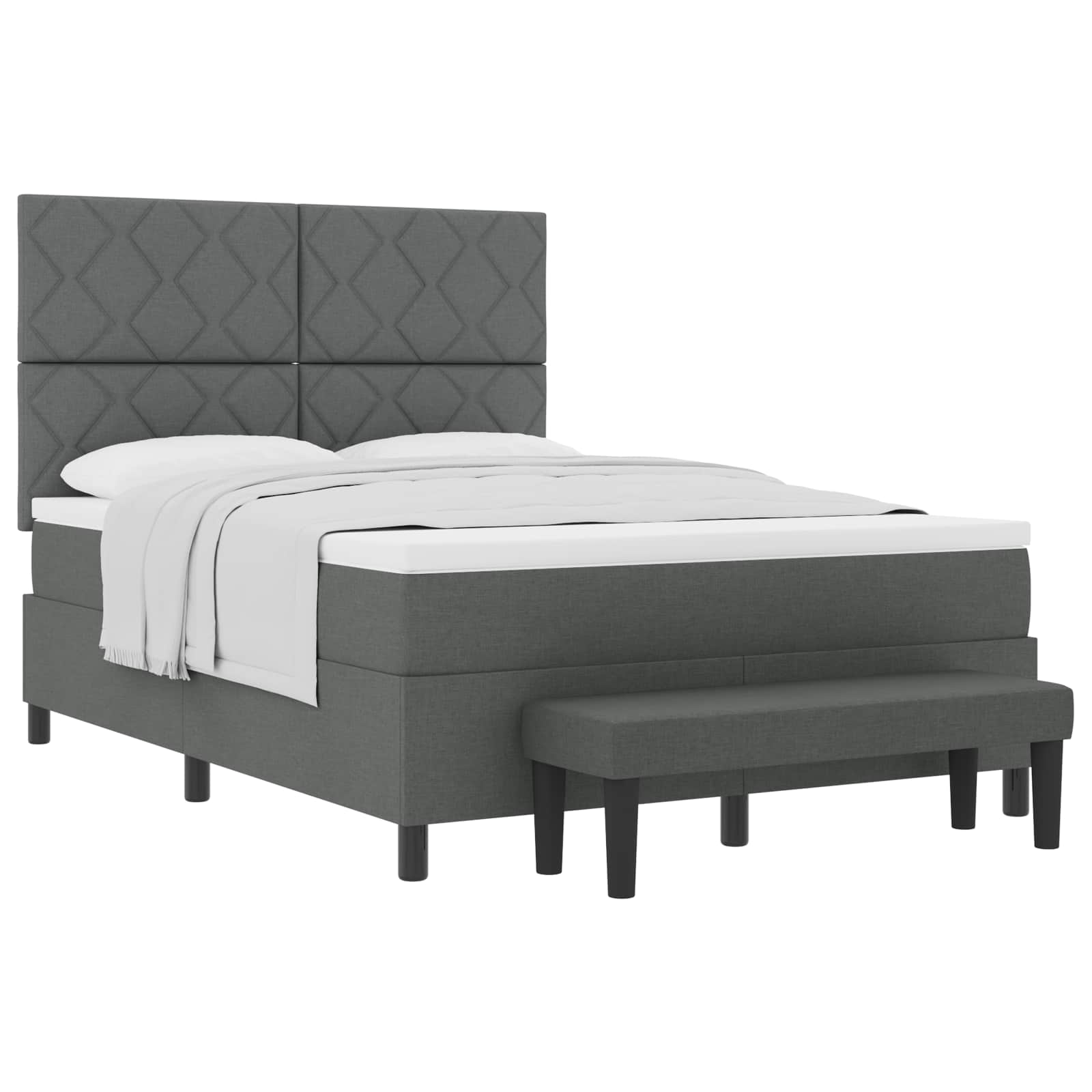 Boxspringbett mit Kopfteil Dunkelgrau 140 x 200 cm Stoff