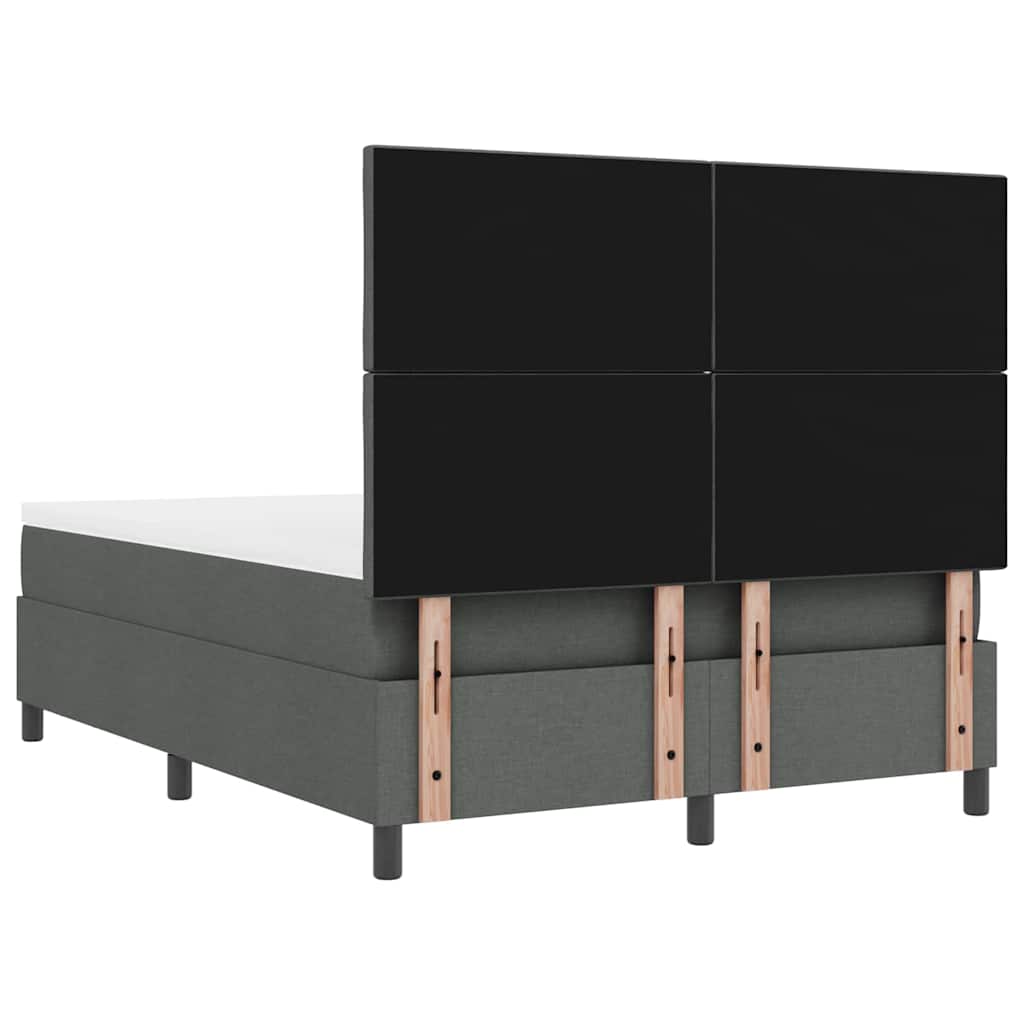 Boxspringbett mit Kopfteil Dunkelgrau 140 x 200 cm Stoff