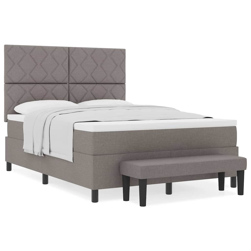 Boxspringbett mit Matratze Taupe 140 x 200 cm Stoff
