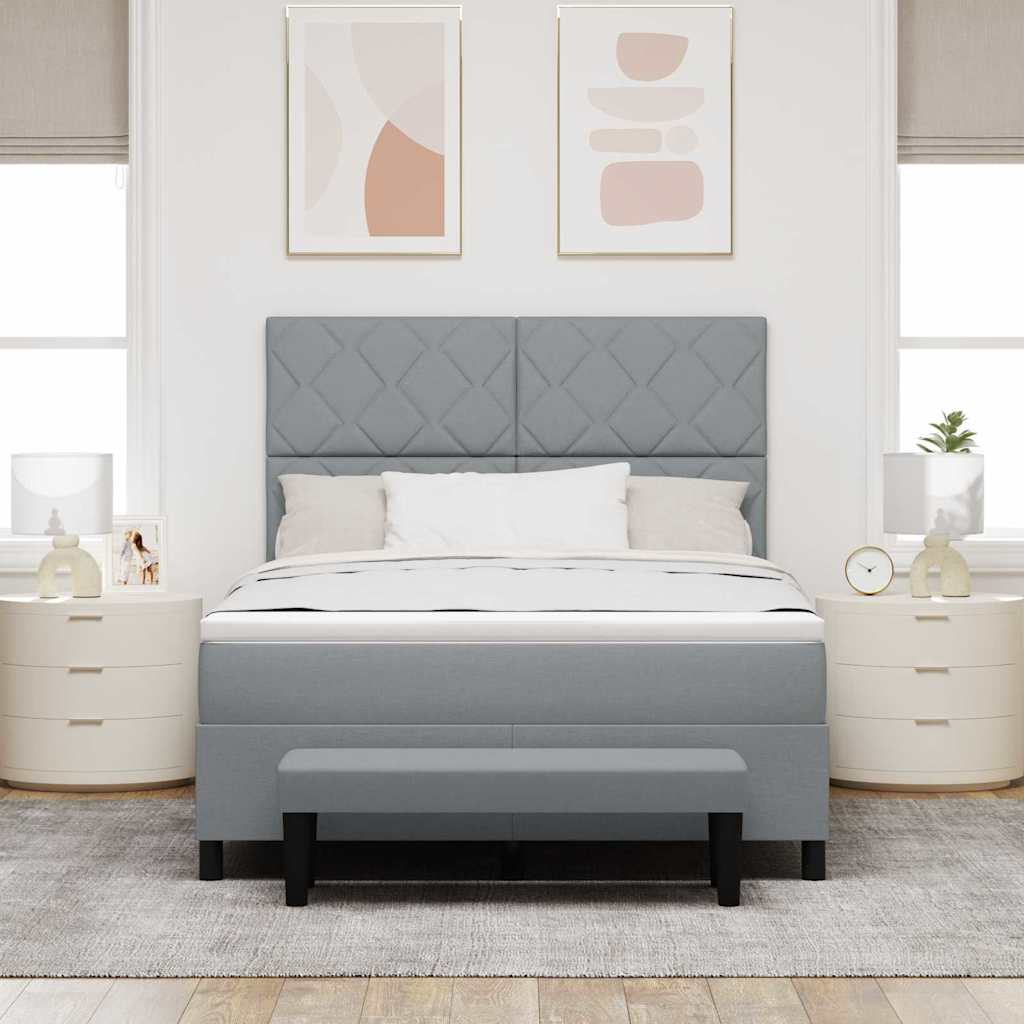 Boxspringbett mit Kopfteil Hellgrau 160 x 200 cm Stoff
