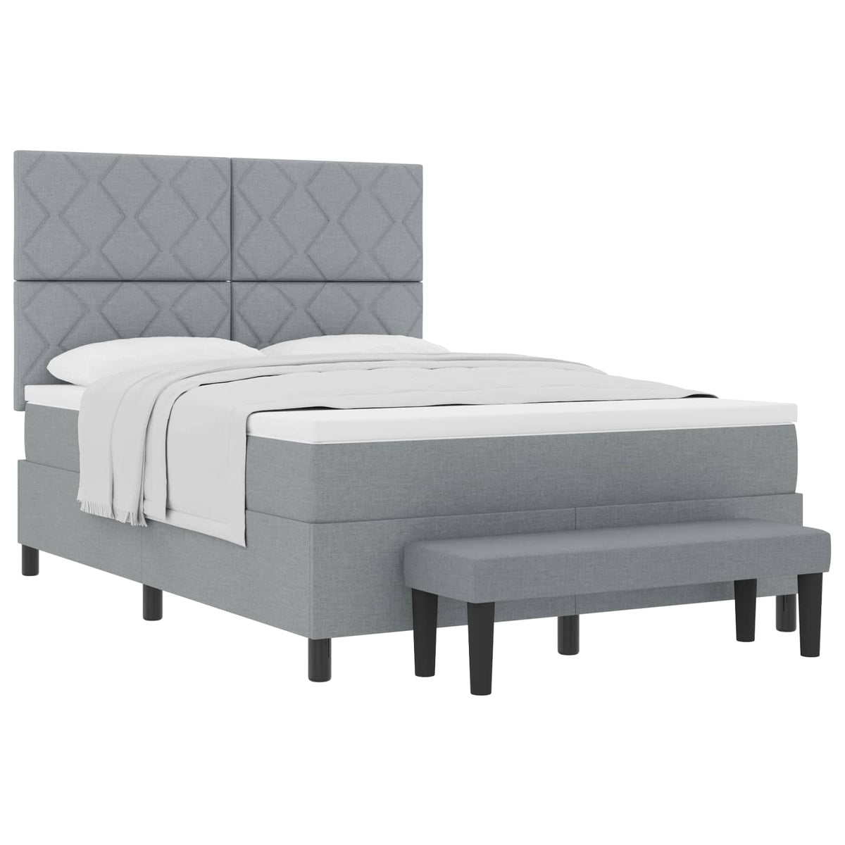 Boxspringbett mit Kopfteil Hellgrau 160 x 200 cm Stoff