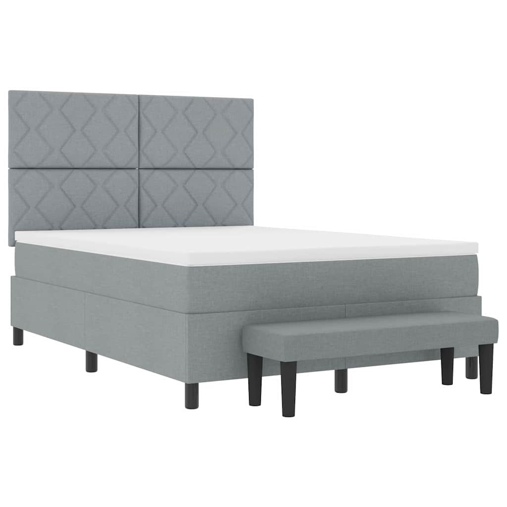 Boxspringbett mit Kopfteil Hellgrau 160 x 200 cm Stoff