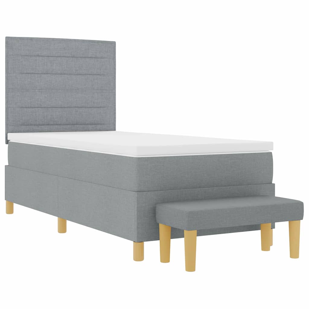 Boxspringbett mit Kopfteil Hellgrau 200 x 80 cm Stoff