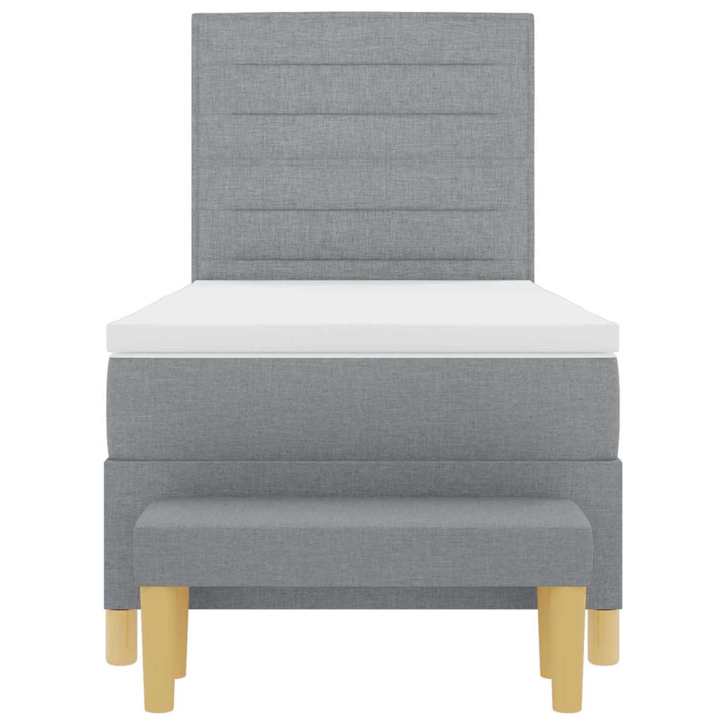 Boxspringbett mit Kopfteil Hellgrau 200 x 80 cm Stoff