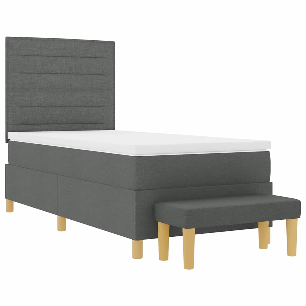 Boxspringbett mit Kopfteil Dunkelgrau 200 x 90 cm Stoff