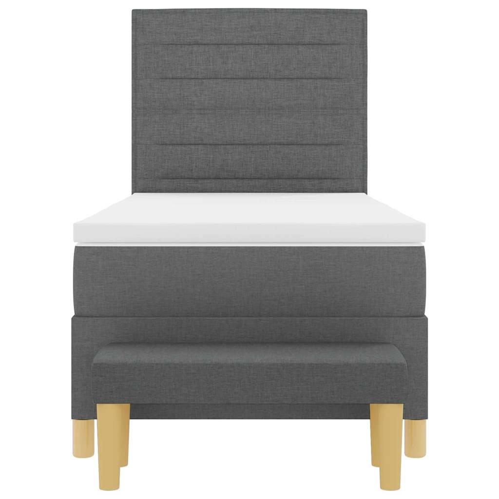 Boxspringbett mit Kopfteil Dunkelgrau 200 x 90 cm Stoff