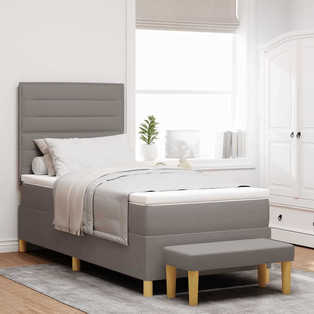 Boxspringbett mit Kissen mit Kopfteil Taupe 200 x 90 cm Stoff