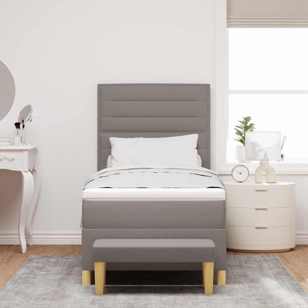 Boxspringbett mit Kissen mit Kopfteil Taupe 200 x 90 cm Stoff