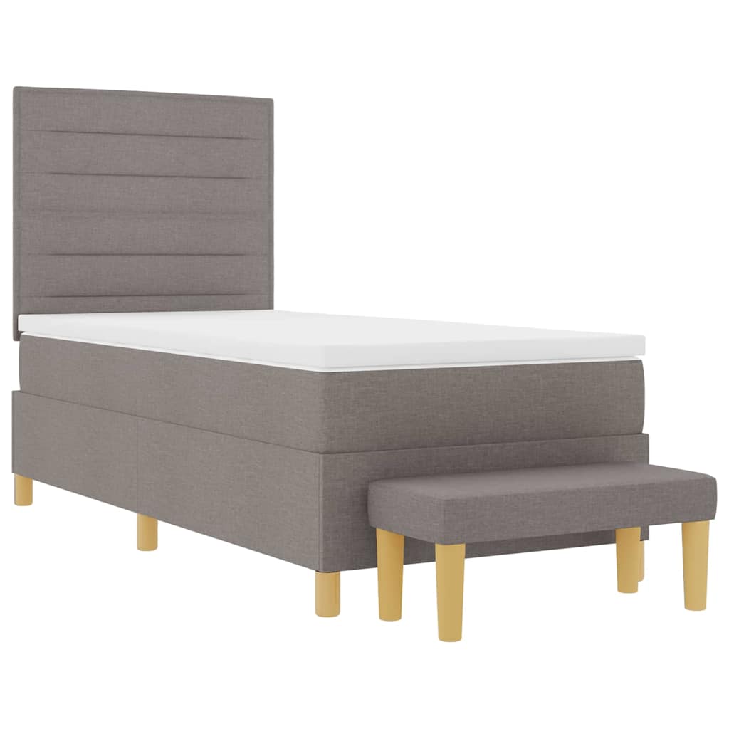 Boxspringbett mit Kissen mit Kopfteil Taupe 200 x 90 cm Stoff
